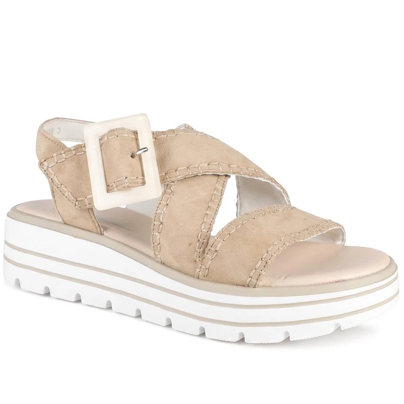 Remonte Cross Strap Wedge Sandals - RKR43066 / 330 543 - Beige