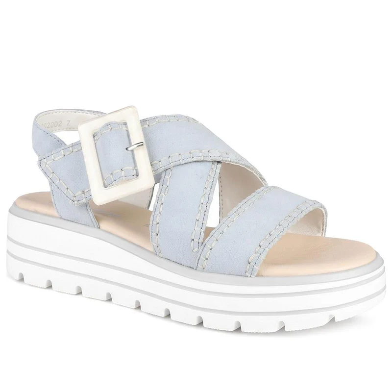 Remonte Cross Strap Wedge Sandals - RKR43066 / 330 543 - Light Blue