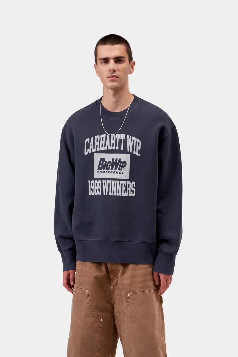 Carhartt WIP Herren-Sweatshirt „Sieger 1989“ | Dunkelblau, Heavy Stone Wash