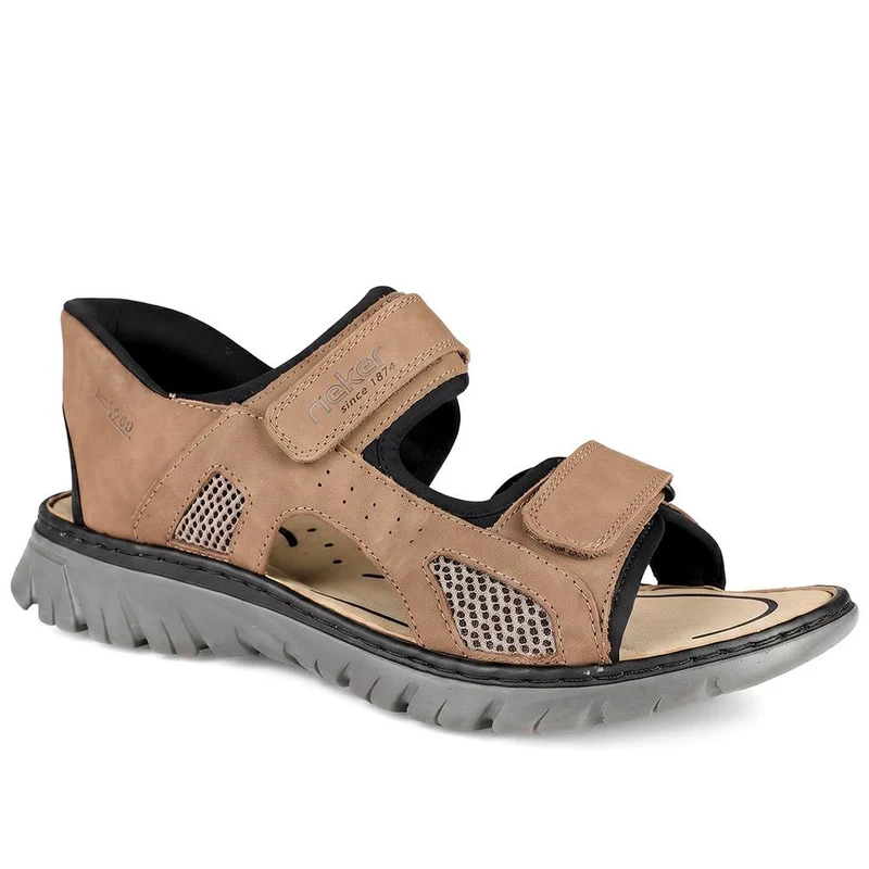 Rieker Leather Adjustable Walking Sandals - RKR43060 / 330 544 - Brown