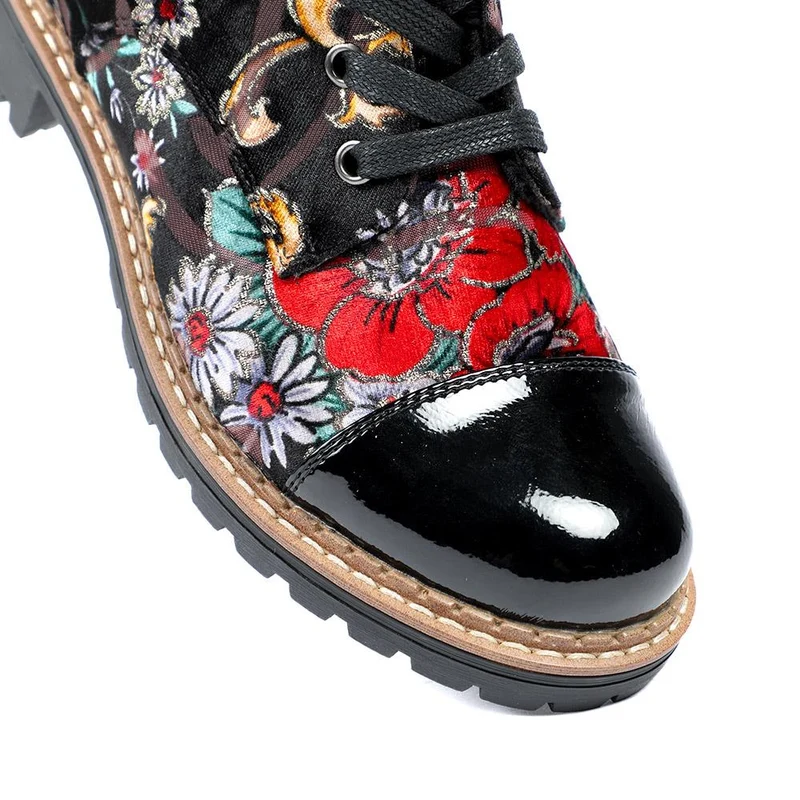 Floral Lace Up Boots - WK42012 / 328 421 - Floral