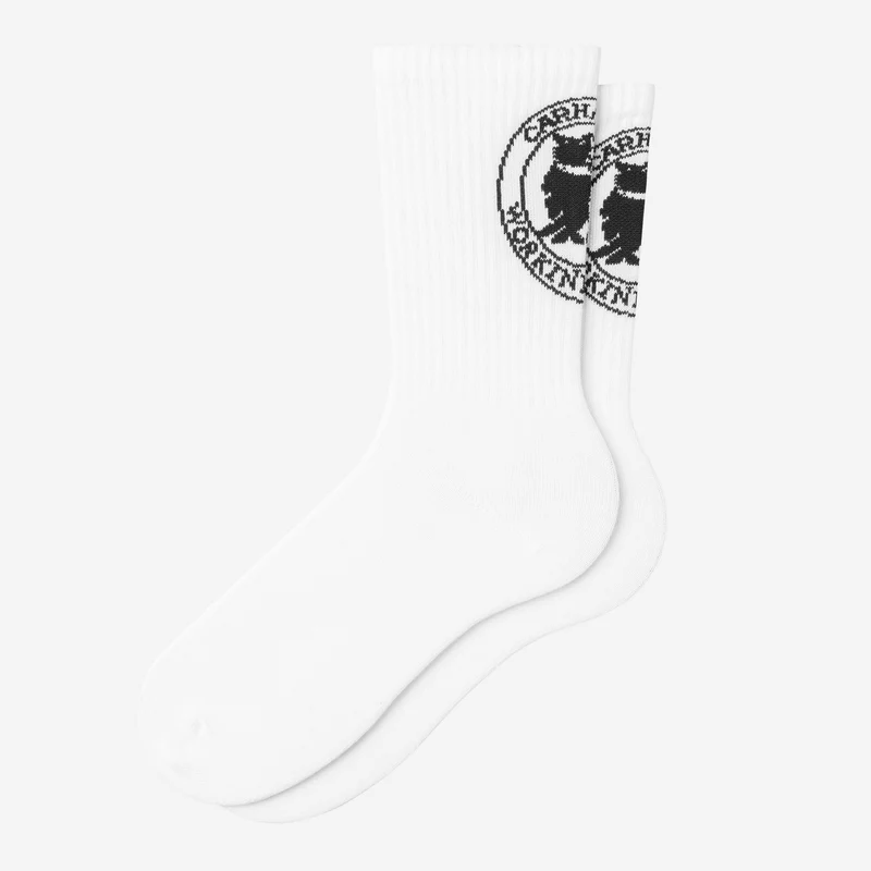 Carhartt WIP Damen HuggSocken mit Katzenmotiv | Weiß