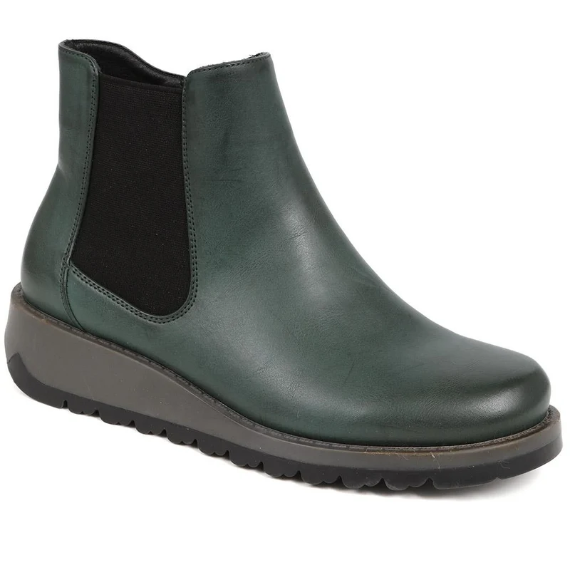 Wedge-Heeled Chelsea Boots - WK40015 / 326 128 - Green