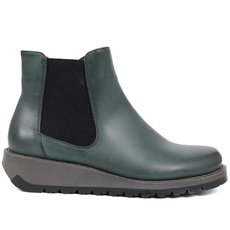 Wedge-Heeled Chelsea Boots - WK40015 / 326 128 - Green