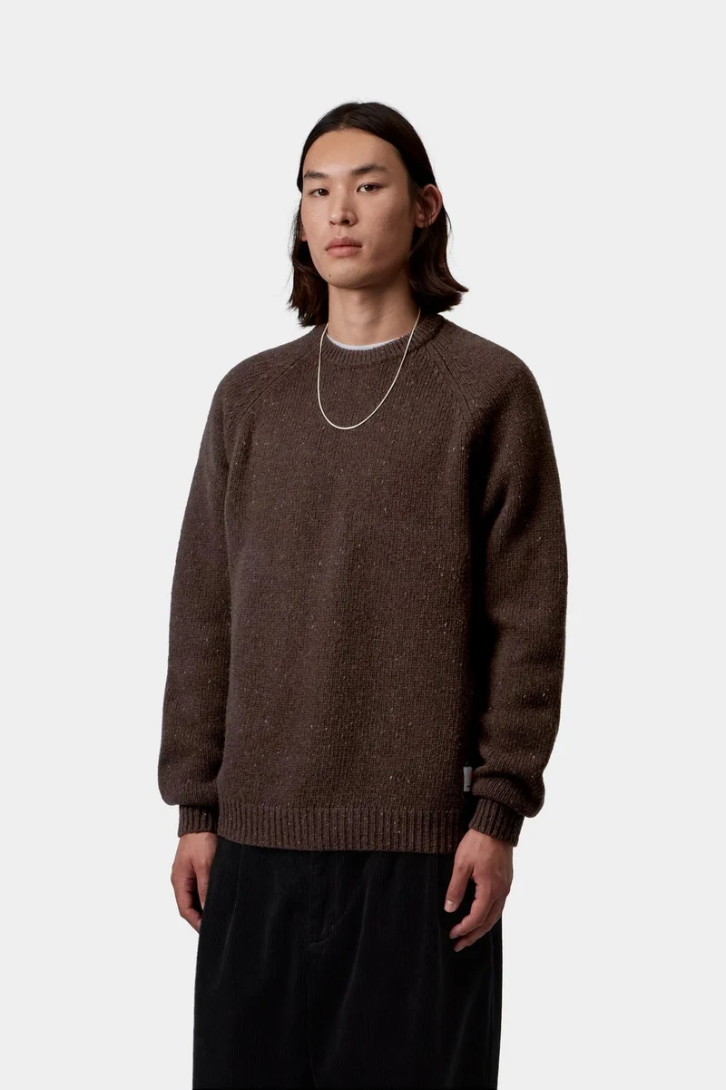 Carhartt WIP Herrenpullover im Anglistik-Stil | Gefleckter Tabak