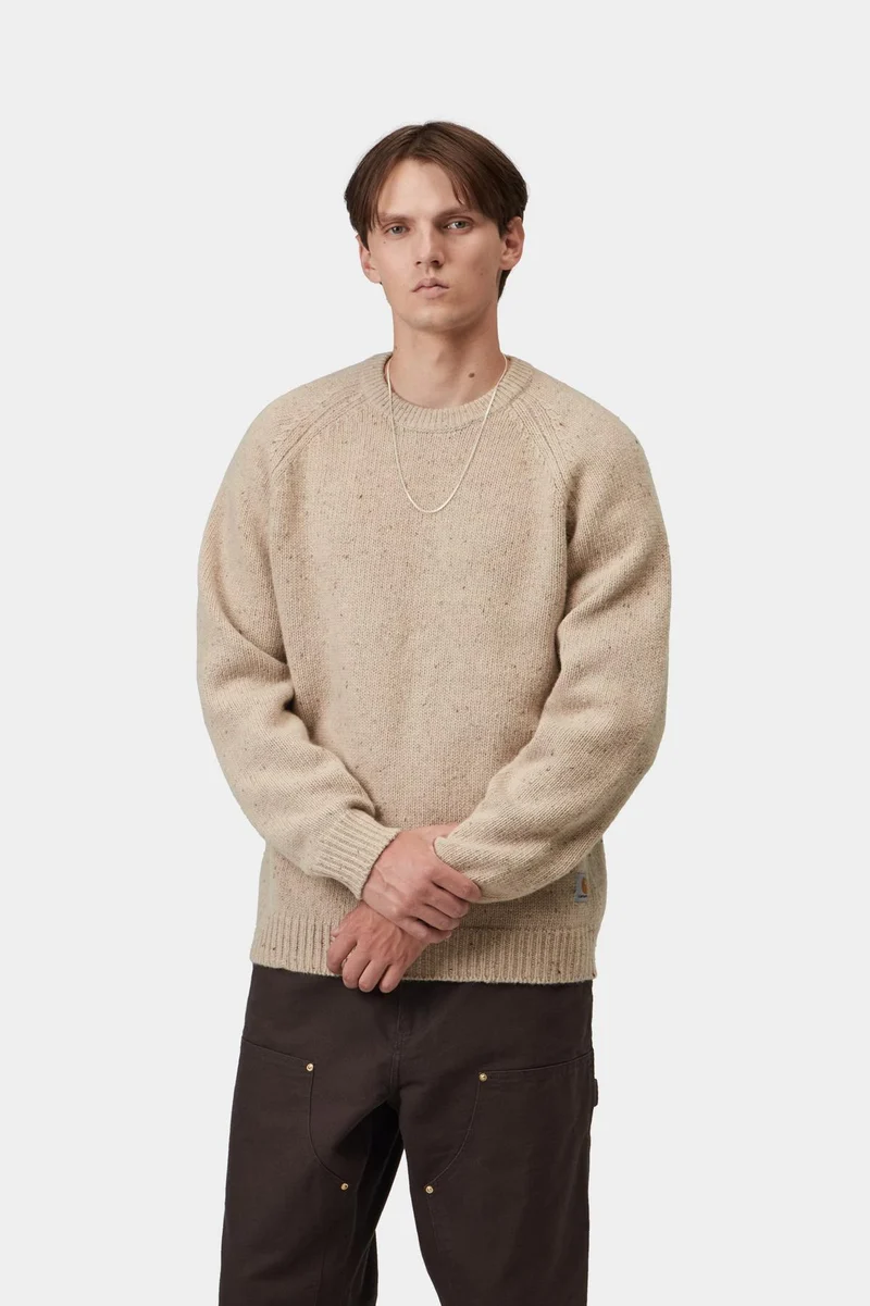 Carhartt WIP Herrenpullover im Anglistik-Stil | Gesprenkeltes Fleur de Sel