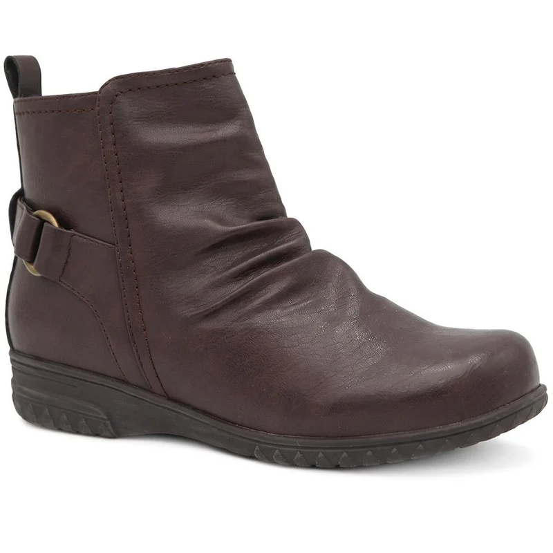 Wide Fit Creased Design Smart Ankle Boots - WBINS44066 / 329 953