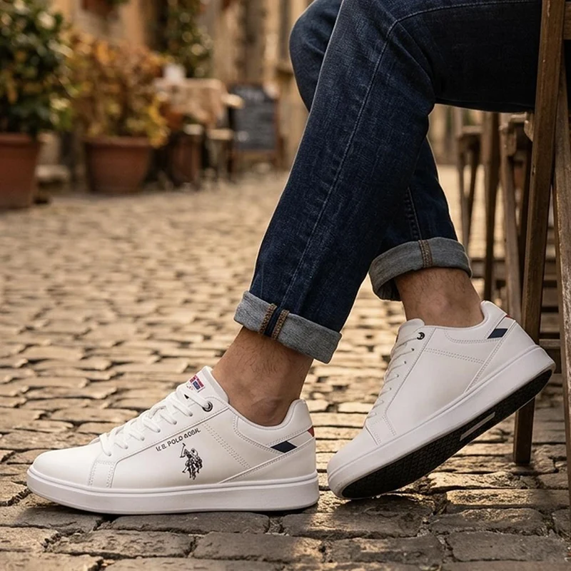 US POLO ASSN Rokko Lace Up Trainers - USPOL43001 / 330 390 - White