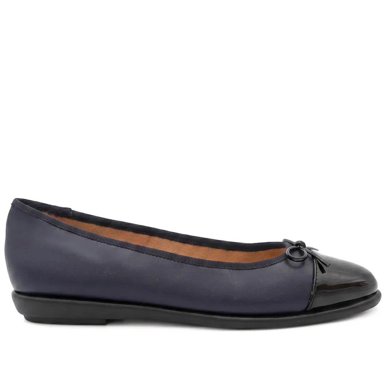 Bow Detailed Faux Suede Flat Ballet Pumps - UPSKY44000 / 329 768 - navy-black