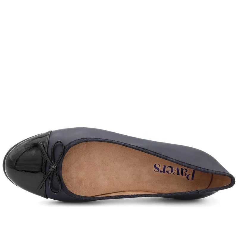 Bow Detailed Faux Suede Flat Ballet Pumps - UPSKY44000 / 329 768 - navy-black