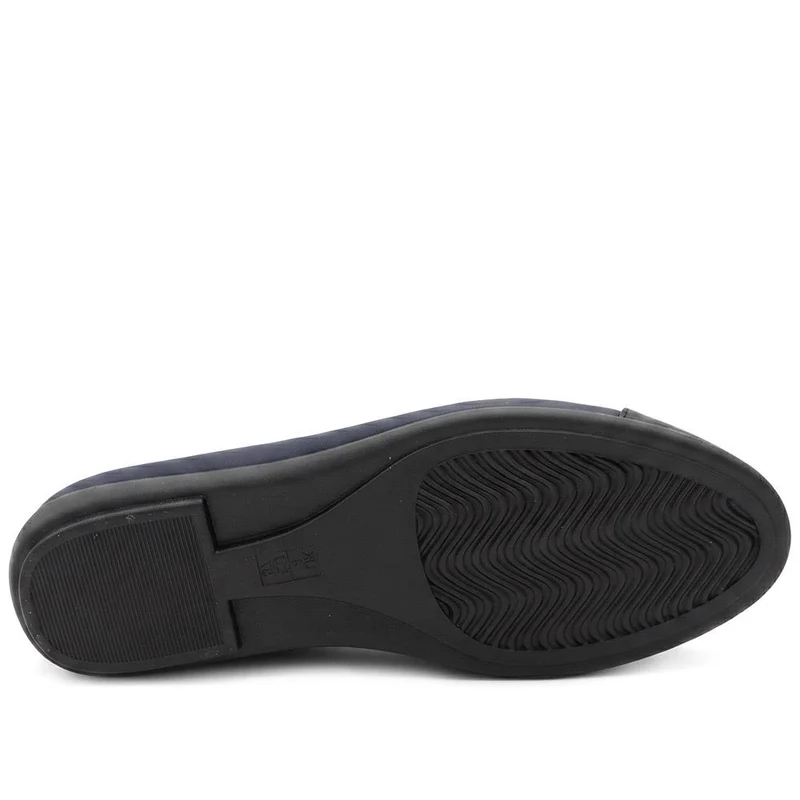 Bow Detailed Faux Suede Flat Ballet Pumps - UPSKY44000 / 329 768 - navy-black
