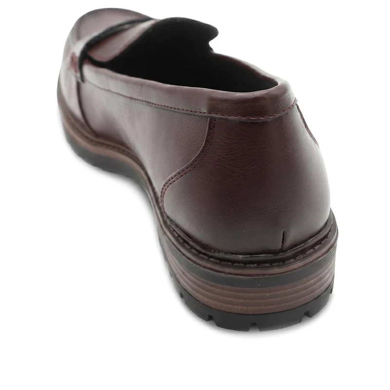 Wide Fit Chunky Sole Penny Loafers - WOIL44017 / 329 718 - Burgundy