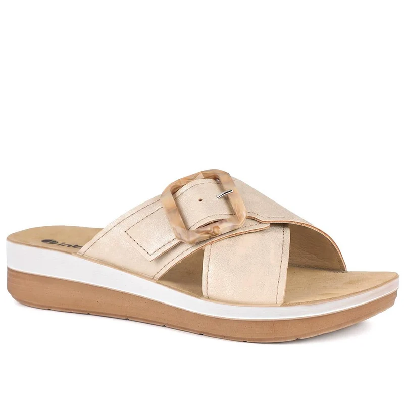 Inblu Wedge Heel Strappy Mule Sandals - INB43064 / 330 714