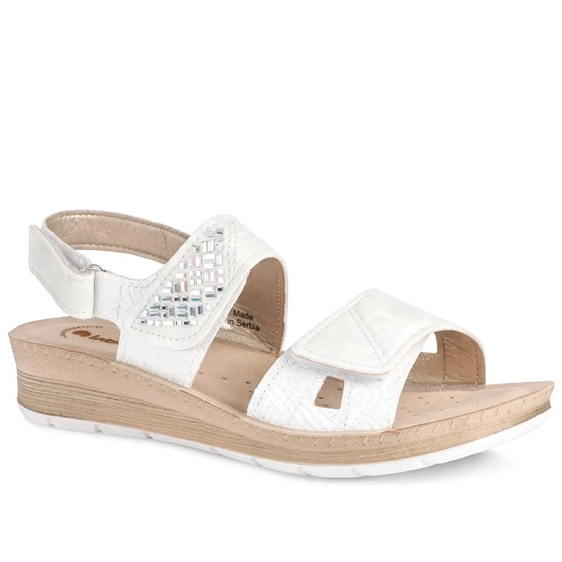 Inblu Triple Touch Fasten Wedge Heel Sandals - INB43063 / 330 713 - White