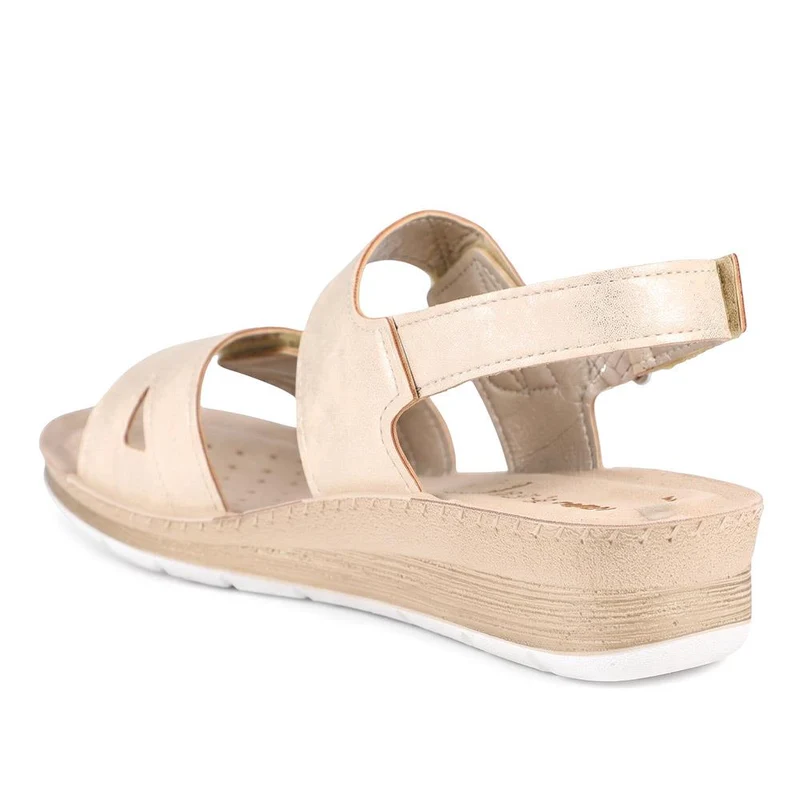 Inblu Triple Touch Fasten Wedge Heel Sandals - INB43063 / 330 713 - Beige
