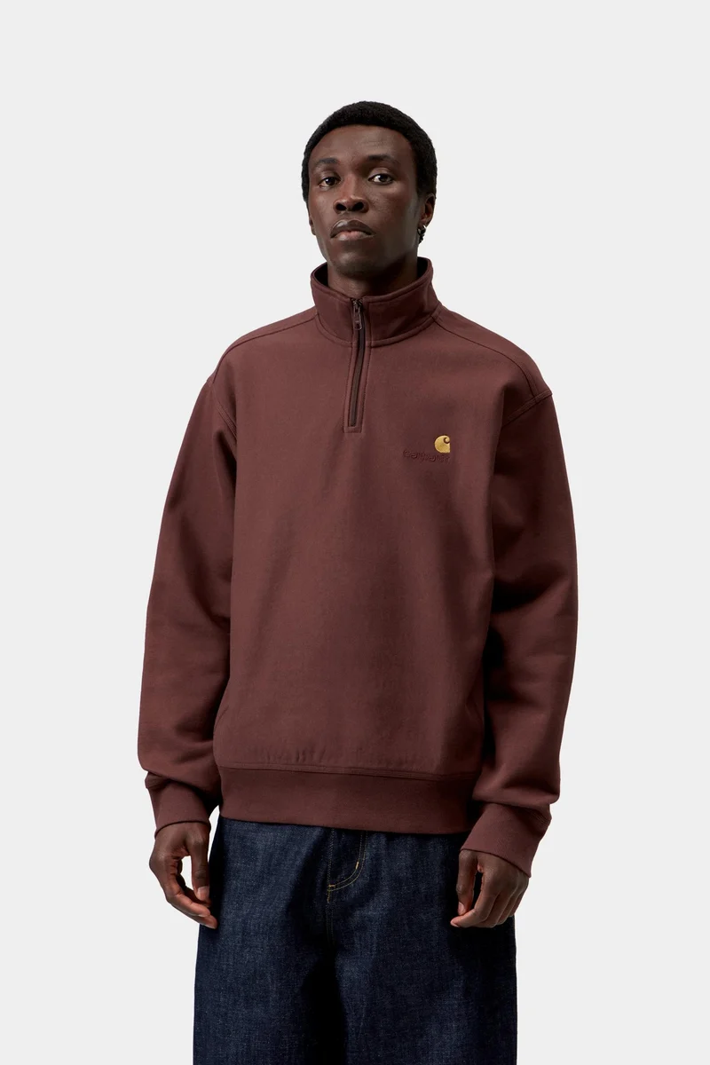Carhartt WIP Herren Halb-Zip-Reißverschluss American Script Sweatshirt | Amarone