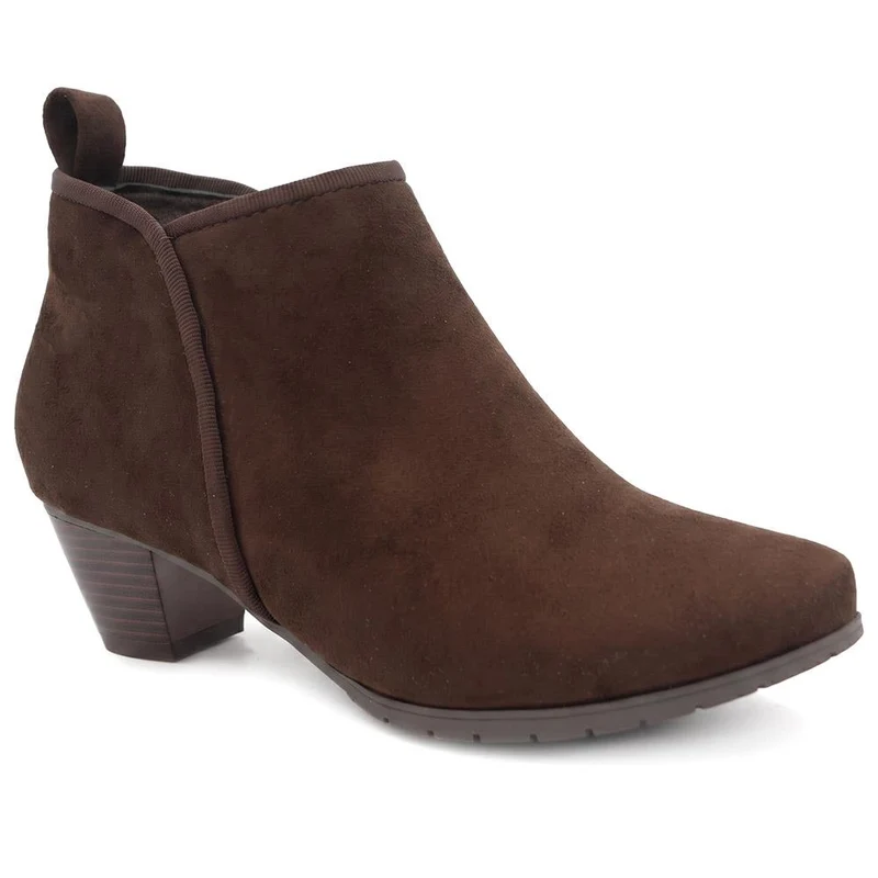 Wide Fit Smart Block Heel Ankle Boots - WBINS44003 / 329 624 - Brown