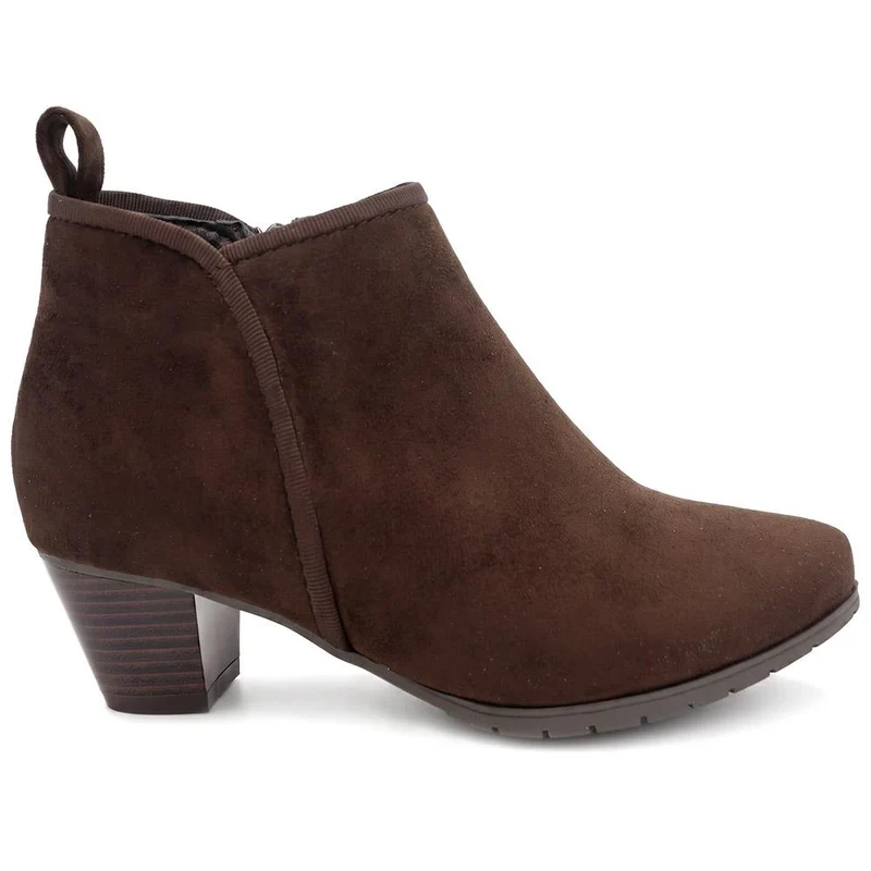 Wide Fit Smart Block Heel Ankle Boots - WBINS44003 / 329 624 - Brown