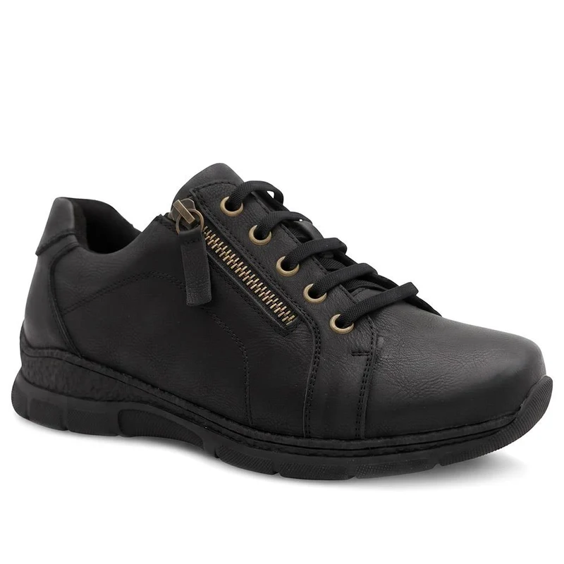 Extra Wide Zip & Lace Trainers - BETRINA / 329 761 - Black