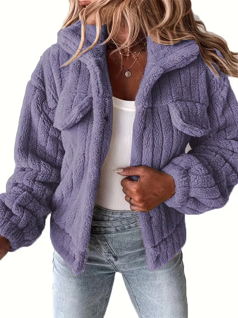 Libila – Kunstfell Jacke Mit Taschen