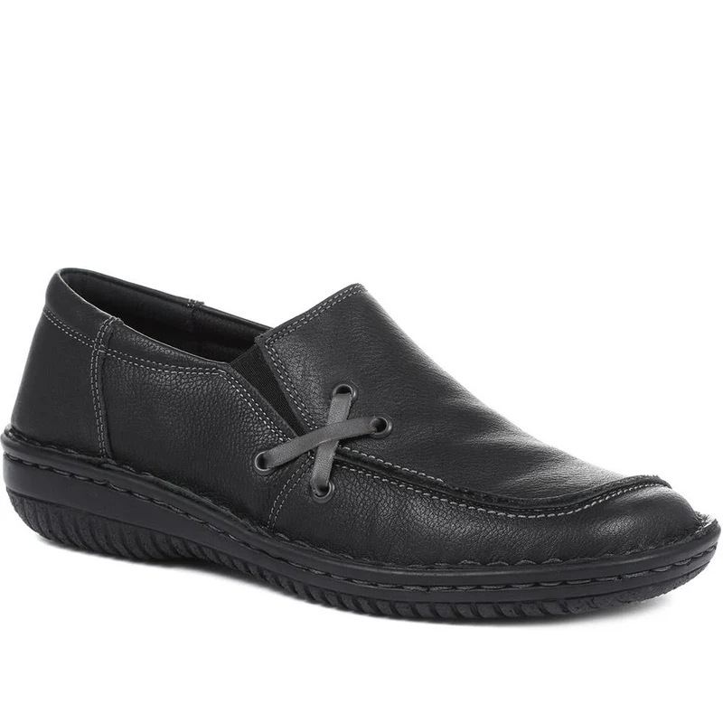 Leather Slip On Shoes - HAK32019 / 319 116 - Black