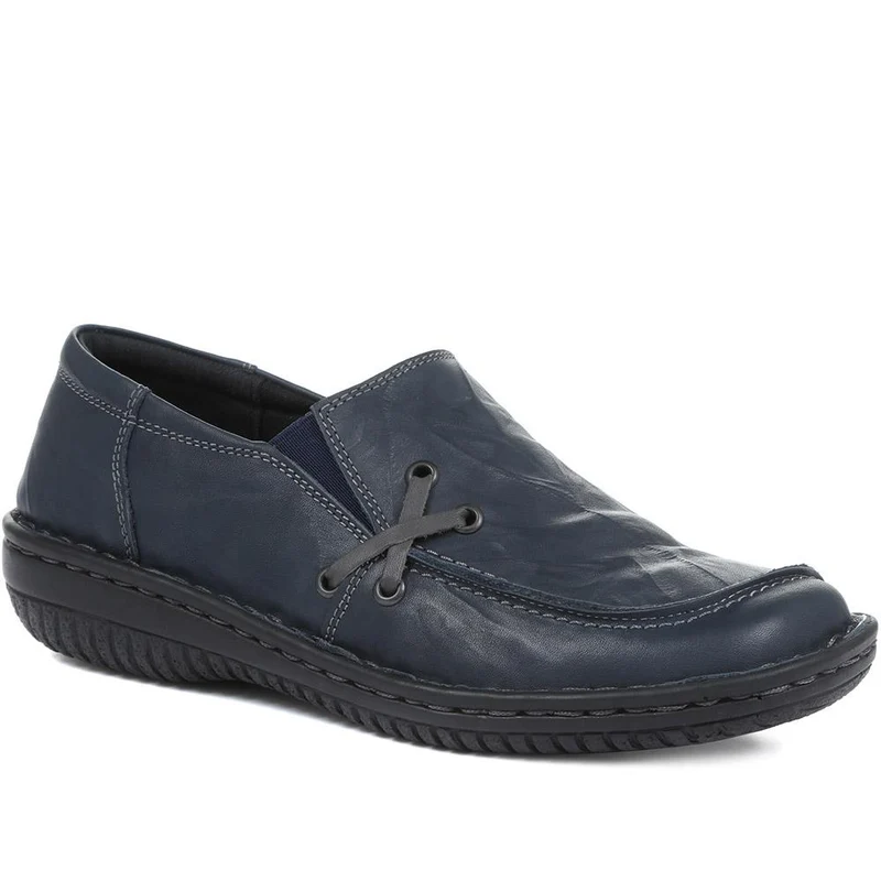 Leather Slip On Shoes - HAK32019 / 319 116 - Navy