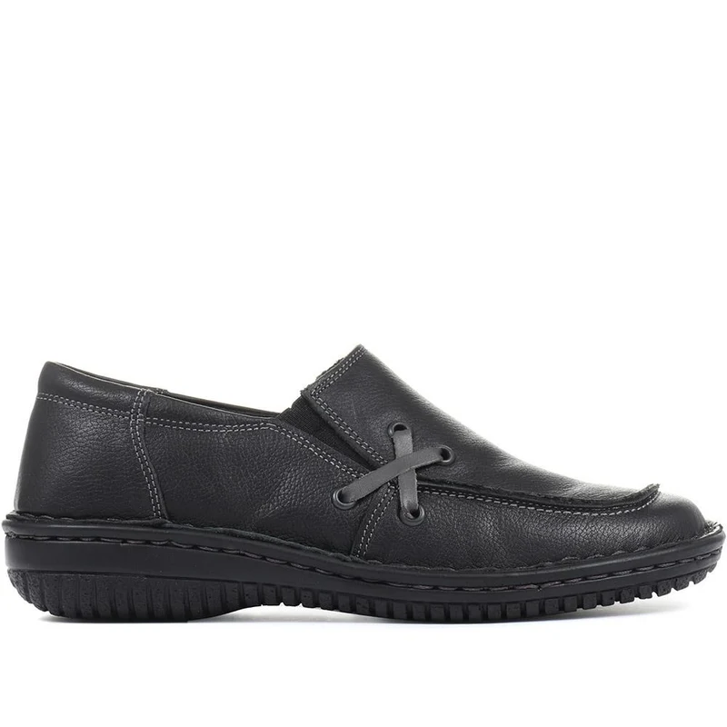 Leather Slip On Shoes - HAK32019 / 319 116 - Black