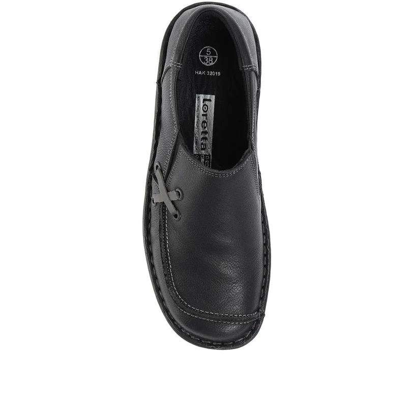 Leather Slip On Shoes - HAK32019 / 319 116 - Black