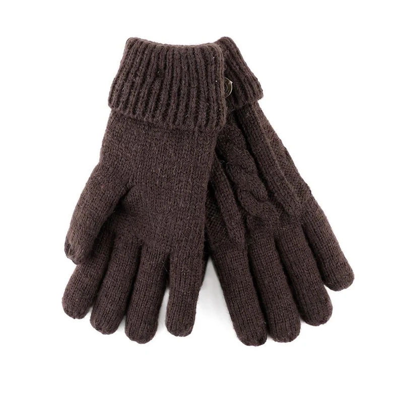 Warm Cable Knit Gloves - YIWU42008 / 328 134 - Chocolate