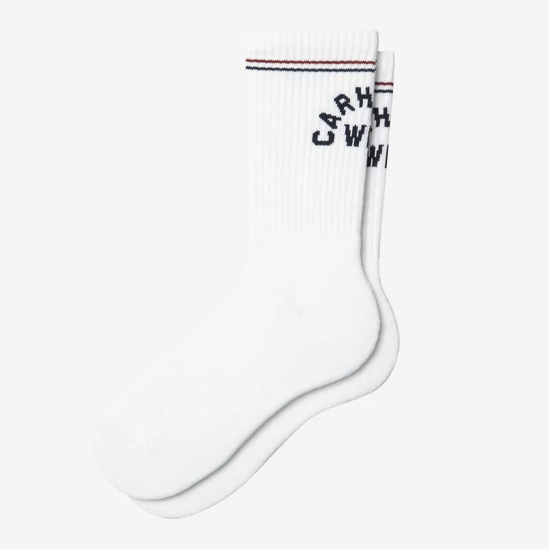 Carhartt WIP Herrensocken mit Arch-Schriftzug | Weiß Dunkelblau