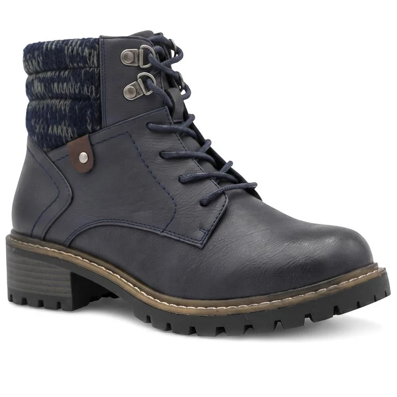 Wide Fit Knitted Cuff Lace Up Boots - LAND44006 / 329 629