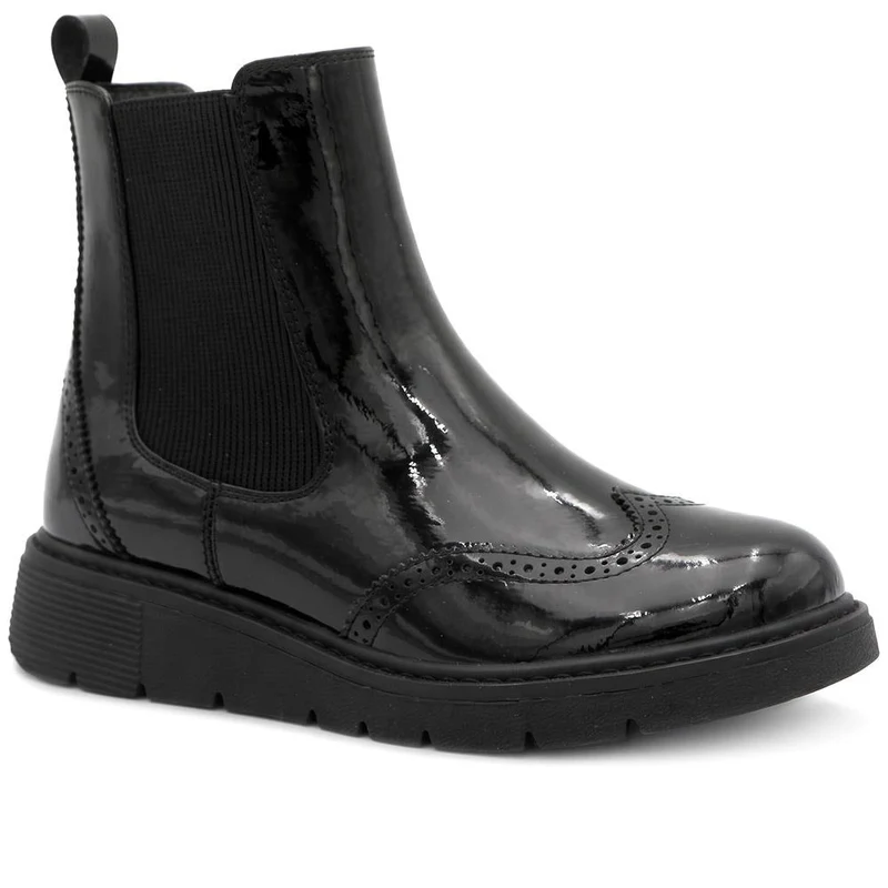Wide Fit Wedge Heel Slip On Ankle Boots - WBINS44021 / 329 971