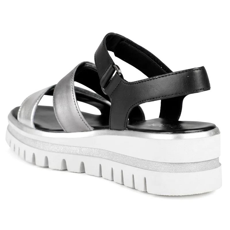 Gabor Triple Adjustable Strap Wedge Sandals - GABC43509 / 330 407 - Black-Silver