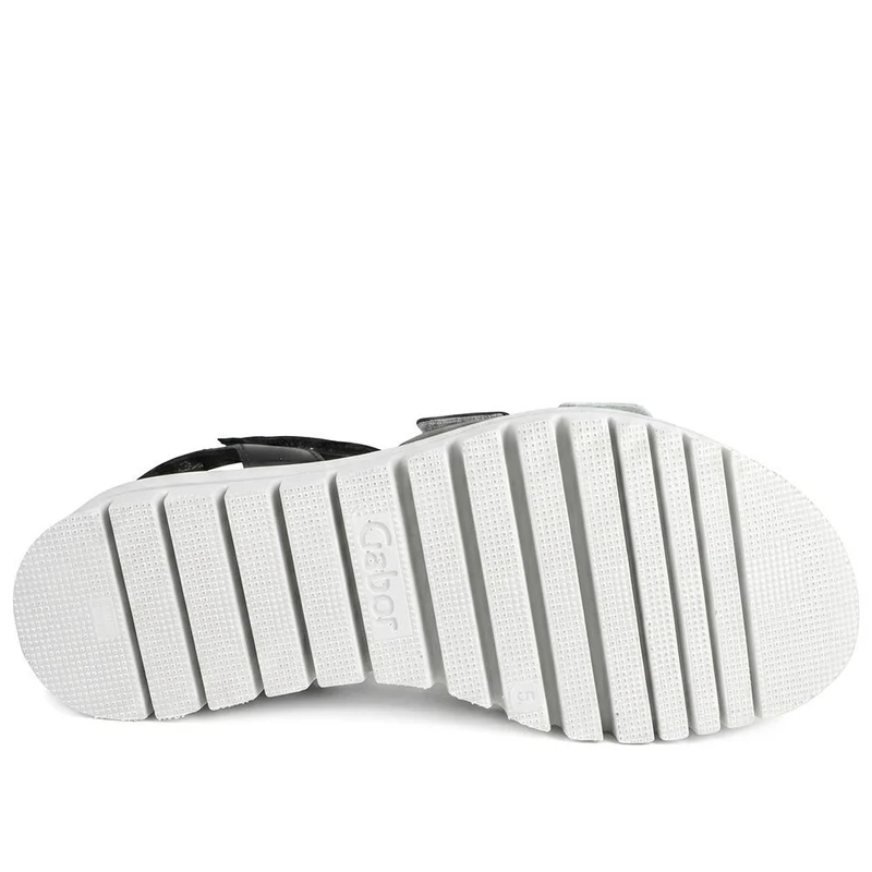 Gabor Triple Adjustable Strap Wedge Sandals - GABC43509 / 330 407 - Black-Silver