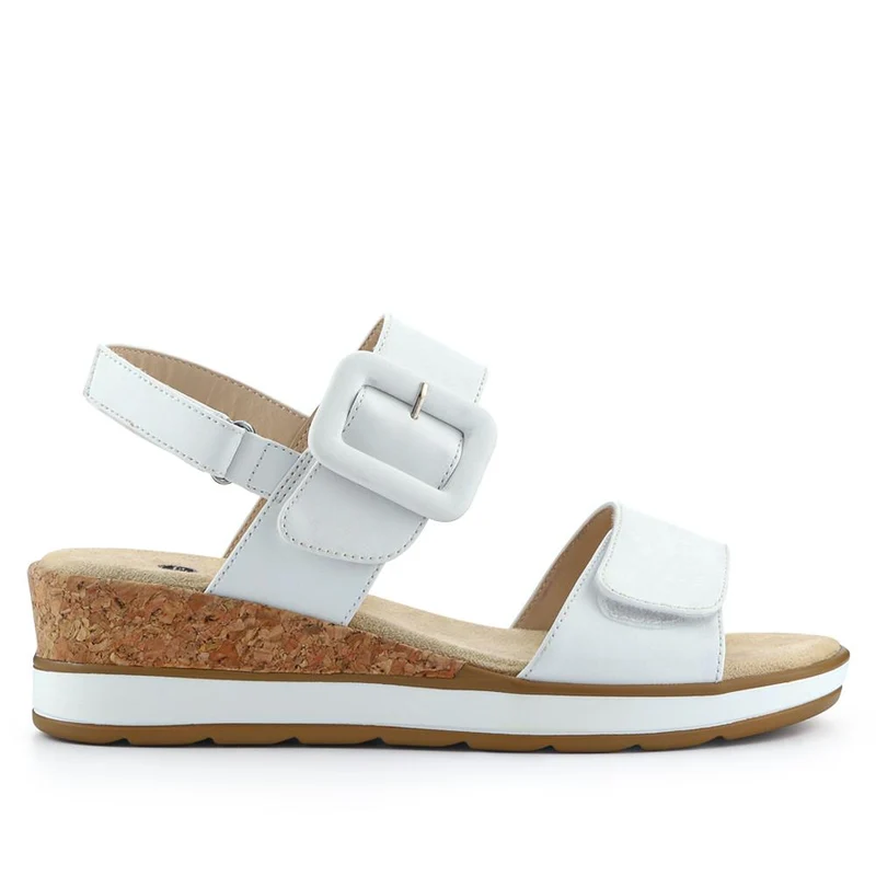 Adjustable Wedge-Heel Sandals - WBINS41052 / 327 110 - White