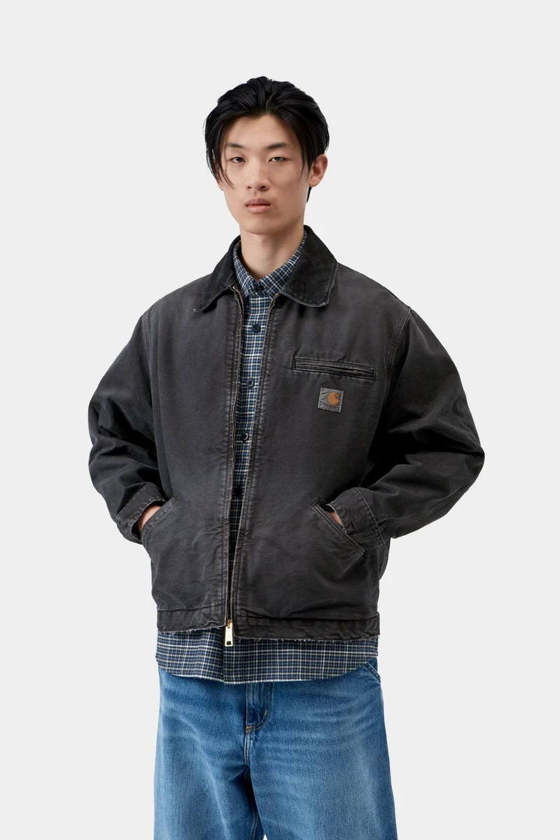 Carhartt WIP Herren OG Detroit Jacke | Black Destroy Wash