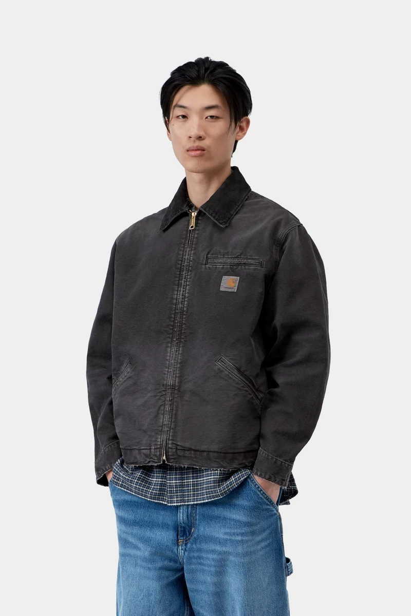 Carhartt WIP Herren OG Detroit Jacke | Black Destroy Wash