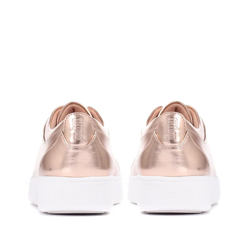 Metallic Lace-Up Sneakers - FITF29549 / 315 298 - Rose Gold