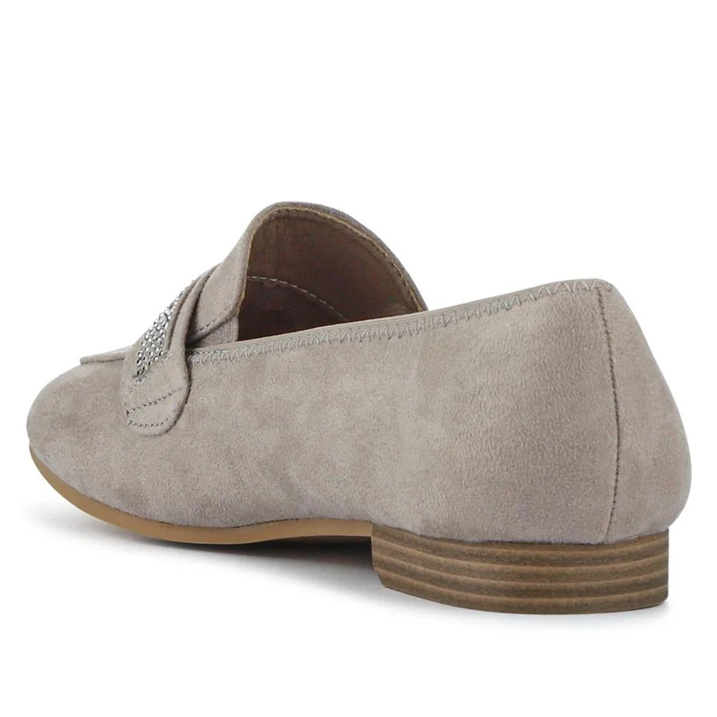 Embellished Block-Heeled Moccasins - PLAN41000 / 326 852 - Grey
