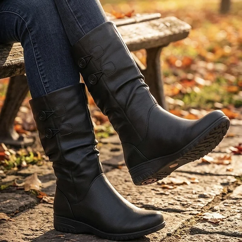 Slouched Design Long Boots - WBINS44056 / 329 607 - Black
