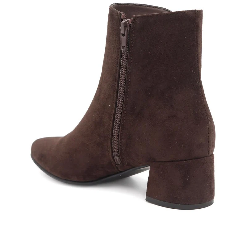 Wide Fit Smart Block Heel Ankle Boots - WBINS44007 / 329 746 - Brown