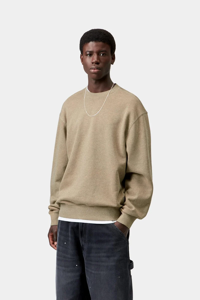 Carhartt WIP Herren-Sweatshirt Caspian | Dusty Hamilton Brown, stückgefärbt