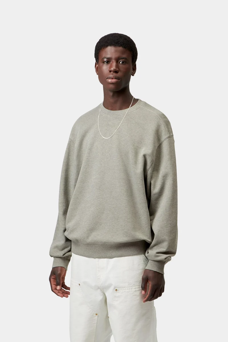 Carhartt WIP Herren-Sweatshirt Caspian | Schattiges Grün meliert, stückgefärbt