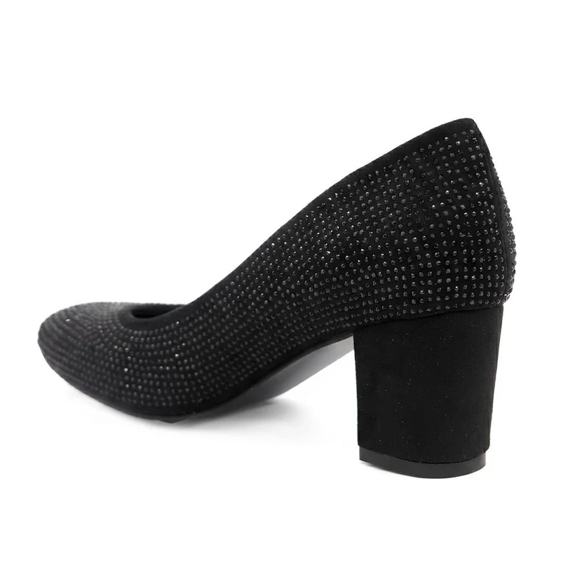 Bellissimo Smart Block Heel Court Shoes - BELWBINS44086 / 329 766 - Black Sparkle