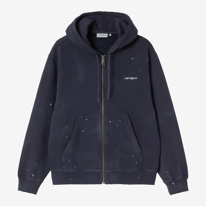 Carhartt WIP Malerjacke mit Kapuze für Herren | Dunkelblauer Destroyed-Wash-Spritzer