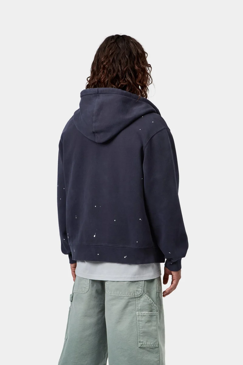 Carhartt WIP Malerjacke mit Kapuze für Herren | Dunkelblauer Destroyed-Wash-Spritzer
