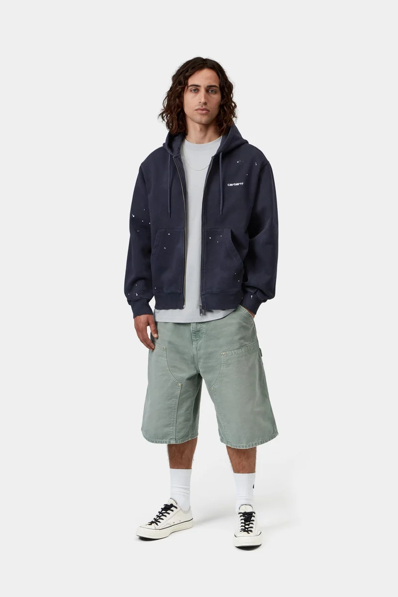 Carhartt WIP Malerjacke mit Kapuze für Herren | Dunkelblauer Destroyed-Wash-Spritzer