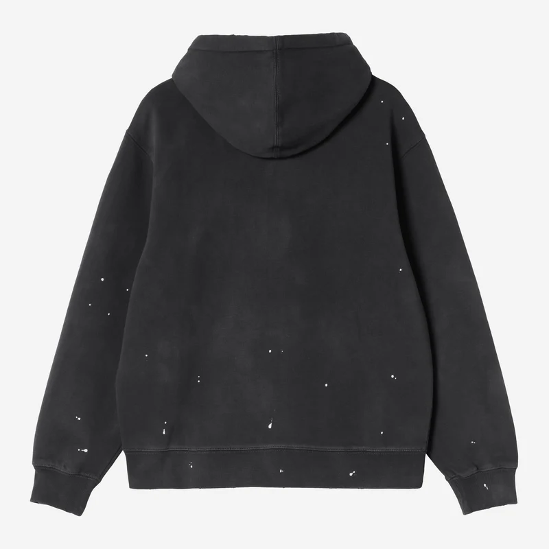 Carhartt WIP Herren-Malerjacke mit Kapuze | Schwarzer Destroyed-Wash-Spritzer