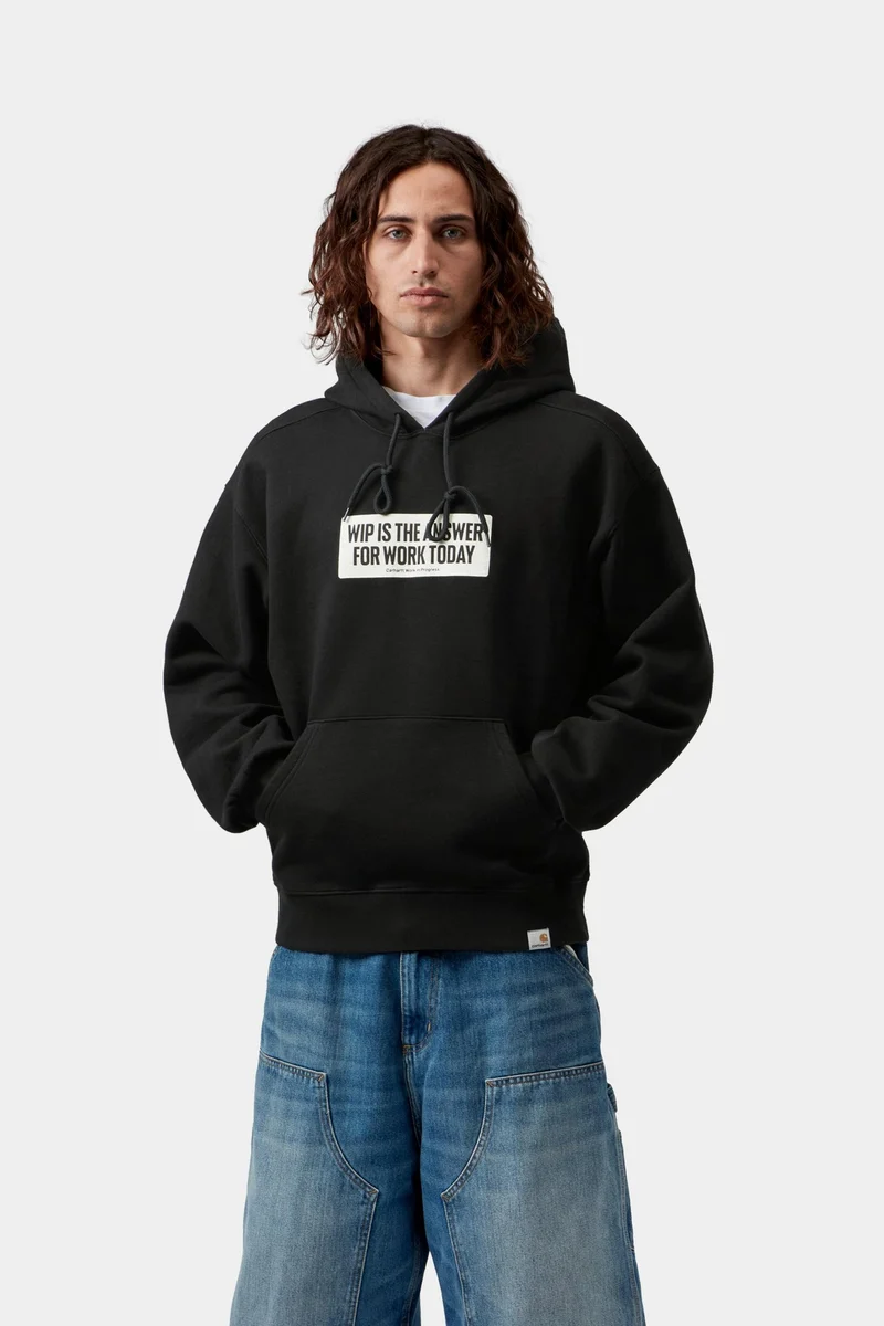 Carhartt WIP Herren-Kapuzenpullover mit Autoaufkleber | Schwarz