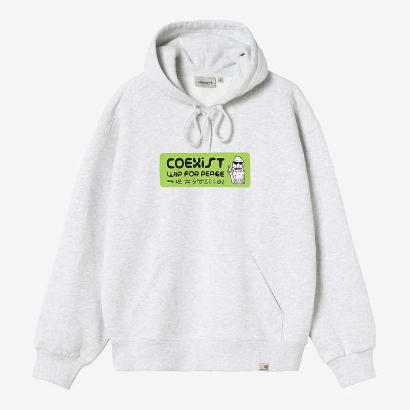 Carhartt WIP Herren-Kapuzenpullover mit Autoaufkleber | Aschgrau meliert